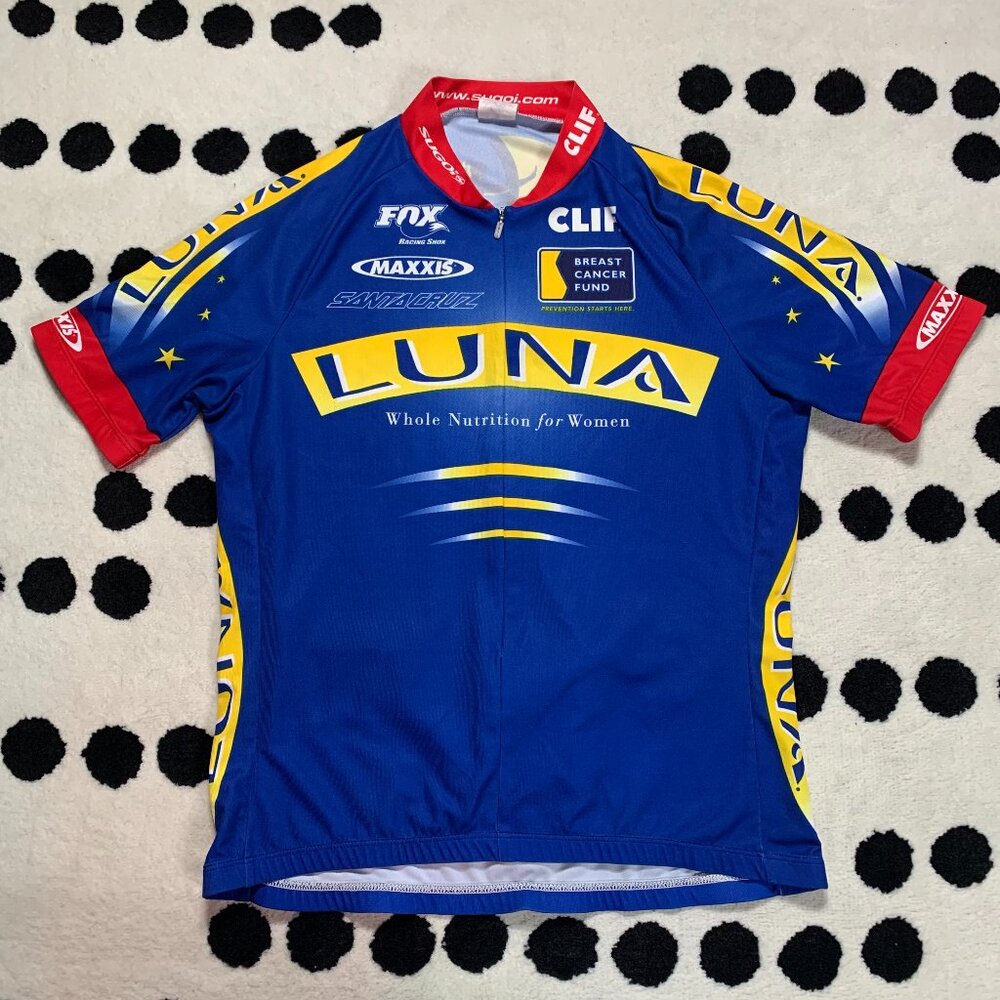 Sugoi Luna Cliff Cycling Bike Jersey Women M Blue Short Sleeve Pull Over 1/4 Zip